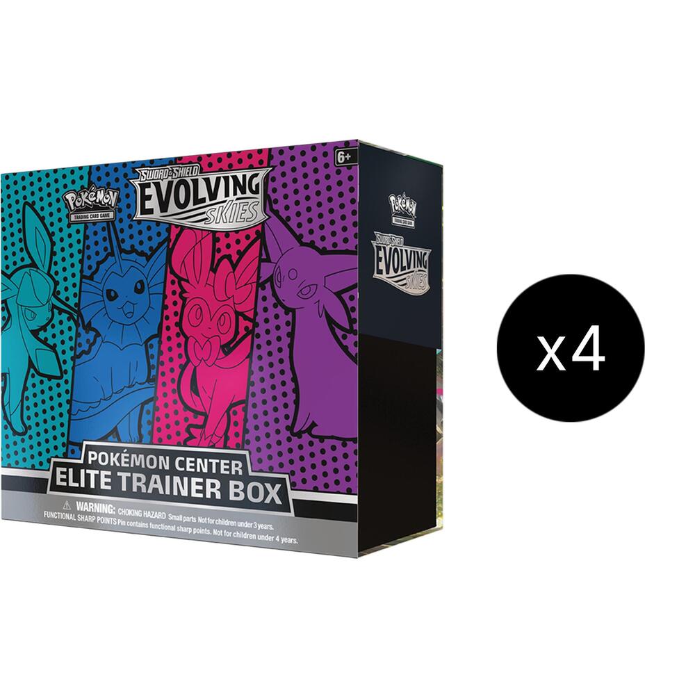 Evolving Skies Pokemon Center Elite Trainer Box Case [glaceon/vaporeon/sylveon/espeon] (exclusive)