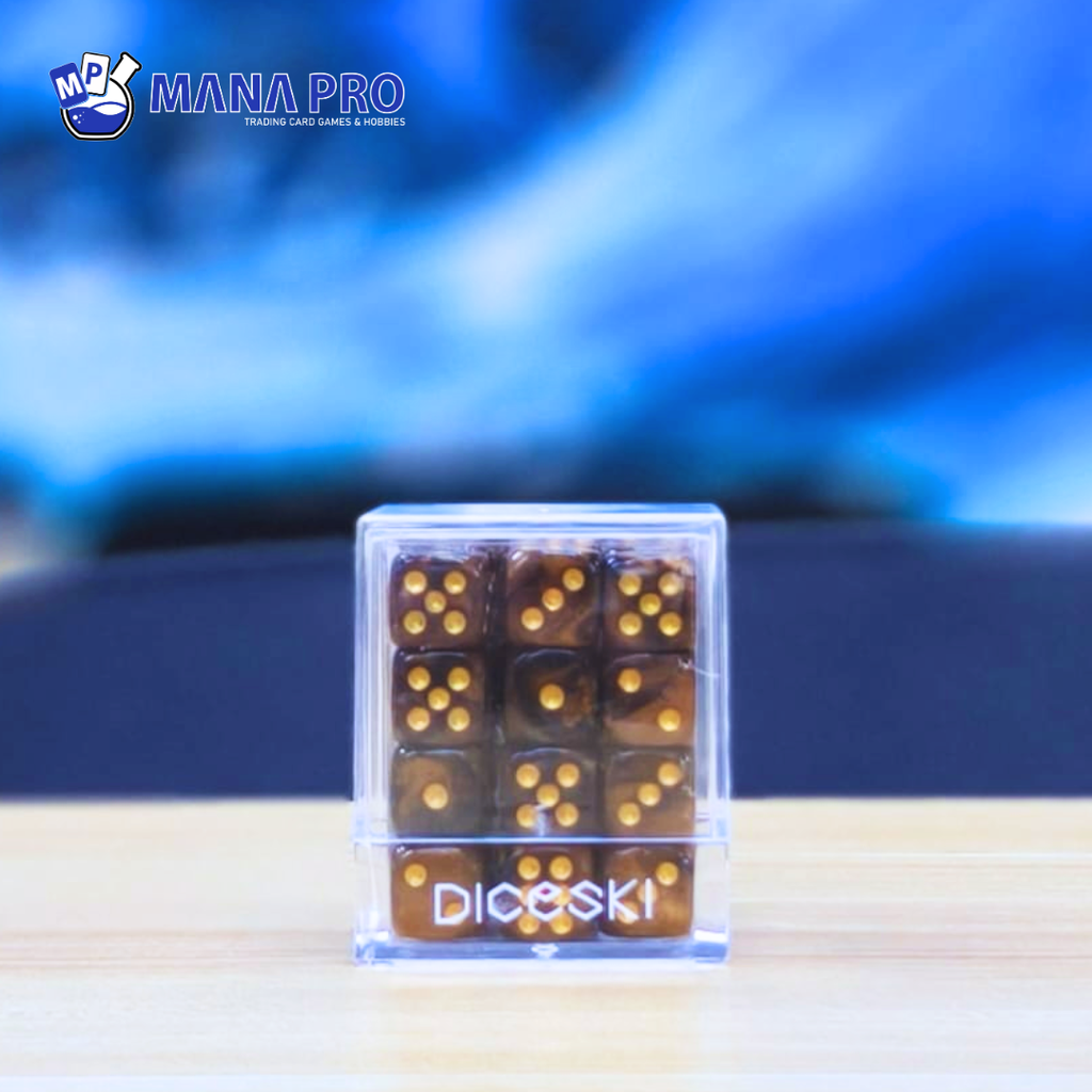 DICESKI Gemini 12mm D6 Gold & Black (36 Dice)