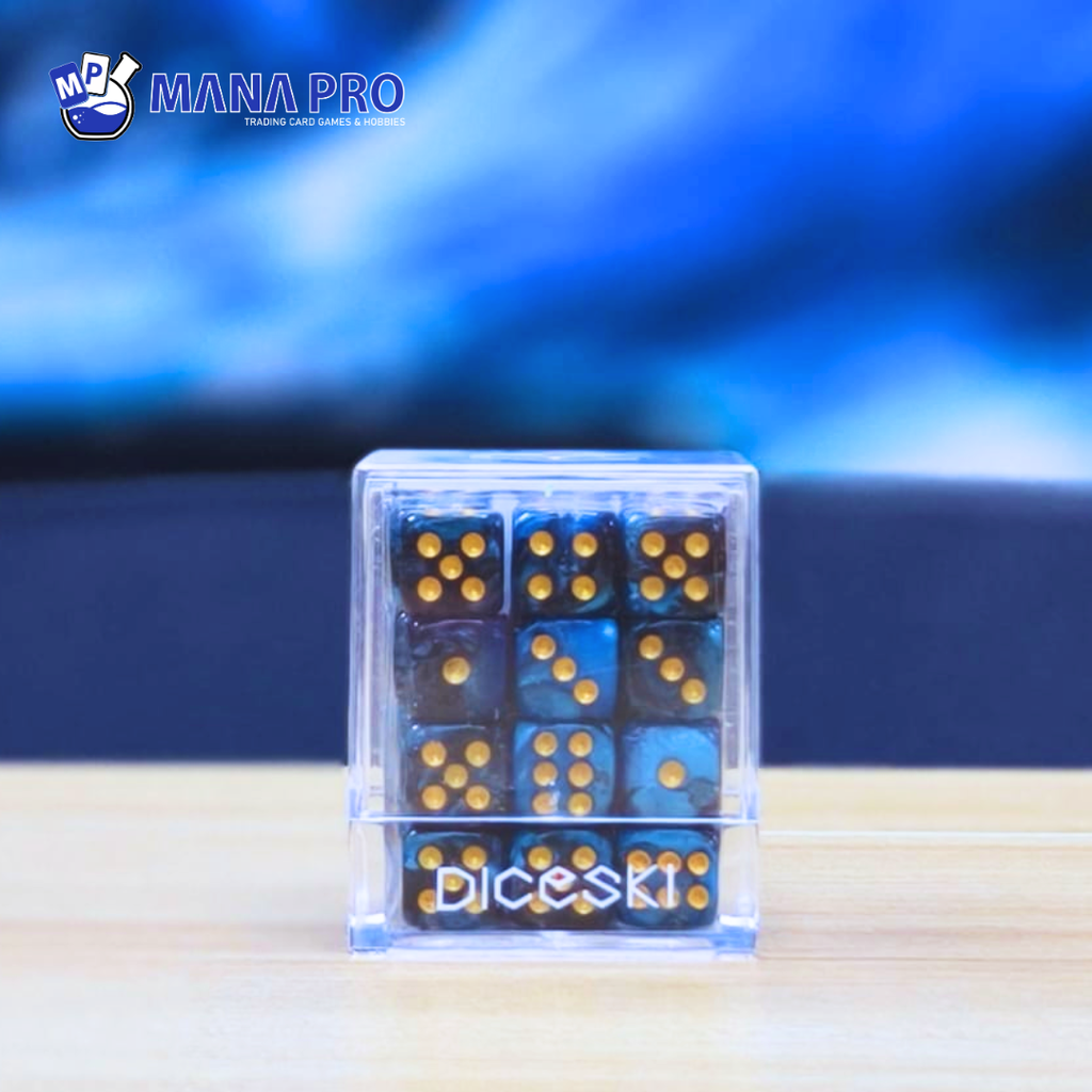 DICESKI Gemini 12mm D6 Mightblue & Black (36 Dice)