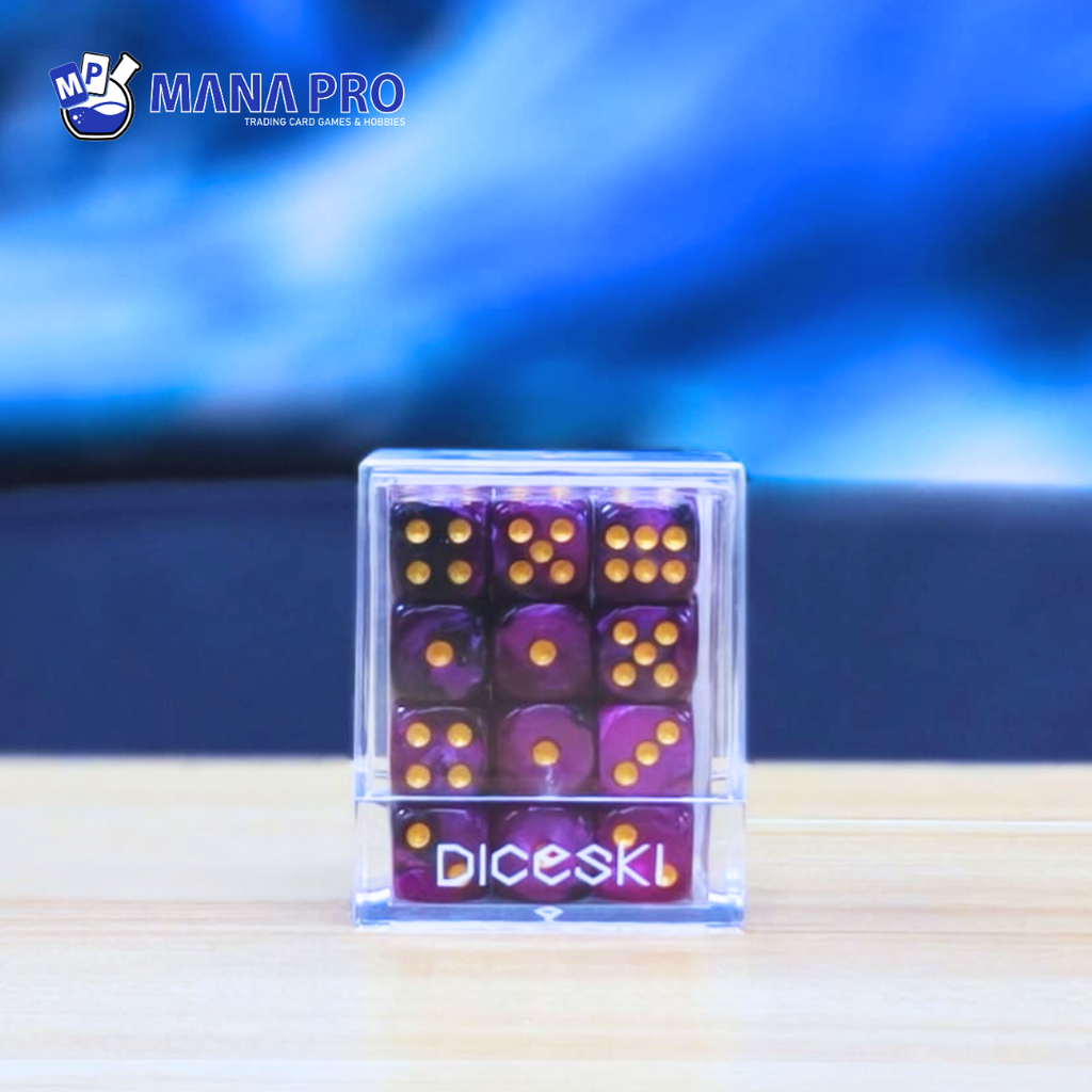 DICESKI Gemini 12mm D6 Purple & Black (36 Dice)