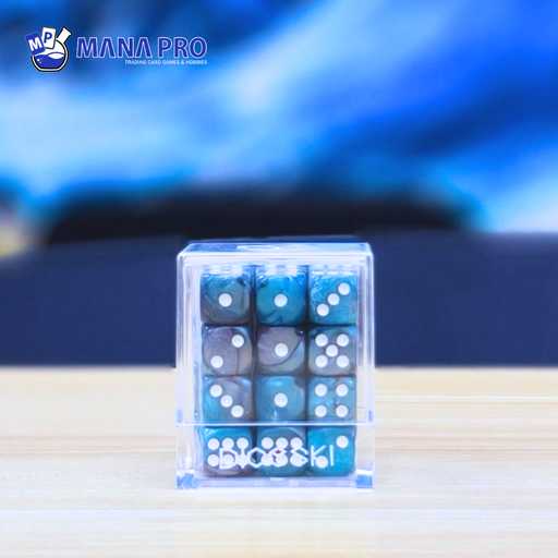 [DSI00024] DICESKI Gemini 12mm D6 Steel Blue & Silver (36 Dice)